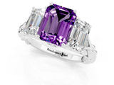White gold Three-Stone Emerald Cut Amethyst Braided Band Ring with Four-Prong Setting_37