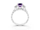 White gold Three-Stone Emerald Cut Amethyst Braided Band Ring with Four-Prong Setting_39