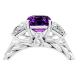 White gold Three-Stone Emerald Cut Amethyst Braided Band Ring with Four-Prong Setting_40