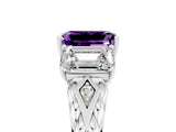 White gold Three-Stone Emerald Cut Amethyst Braided Band Ring with Four-Prong Setting_41