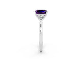 White gold Three-Stone Emerald Cut Amethyst Ring with Pear  Side Stones in Four-Prong Setting_14