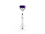 White gold Three-Stone Emerald Cut Amethyst Ring with Pear  Side Stones in Four-Prong Setting_50