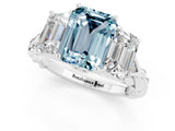 White gold Three-Stone Emerald Cut Aquamarine Braided Band Ring with Four-Prong Setting_37