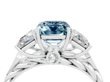 White gold Three-Stone Emerald Cut Aquamarine Braided Band Ring with Four-Prong Setting_40