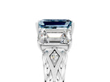 White gold Three-Stone Emerald Cut Aquamarine Braided Band Ring with Four-Prong Setting_41