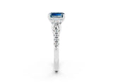 White gold Three-Stone Emerald Cut Aquamarine Pavé Band with Four-Prong Setting_2