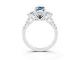 White gold Three-Stone Emerald Cut Aquamarine Pavé Band with Four-Prong Setting_3