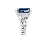 White gold Three-Stone Emerald Cut Aquamarine Pavé Band with Four-Prong Setting_5