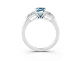 White gold Three-Stone Emerald Cut Aquamarine Ring with Pear Side Stones and Four-Prong Setting_3