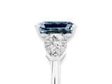 White gold Three-Stone Emerald Cut Aquamarine Ring with Pear Side Stones and Four-Prong Setting_5
