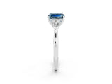 White gold Three-Stone Emerald Cut Aquamarine Ring with Pear  Side Stones in Four-Prong Setting_14
