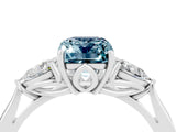 White gold Three-Stone Emerald Cut Aquamarine Ring with Pear  Side Stones in Four-Prong Setting_16