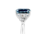 White gold Three-Stone Emerald Cut Aquamarine Ring with Pear  Side Stones in Four-Prong Setting_17