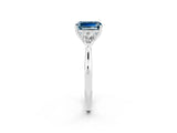 White gold Three-Stone Emerald Cut Aquamarine Ring with Pear  Side Stones in Four-Prong Setting_50