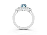 White gold Three-Stone Emerald Cut Aquamarine Ring with Pear  Side Stones in Four-Prong Setting_51