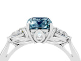 White gold Three-Stone Emerald Cut Aquamarine Ring with Pear  Side Stones in Four-Prong Setting_52