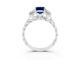 White gold Three-Stone Emerald Cut Blue Sapphire Braided Band Ring with Four-Prong Setting_39
