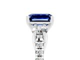 White gold Three-Stone Emerald Cut Blue Sapphire Pavé Band with Four-Prong Setting_5