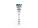 White gold Three-Stone Emerald Cut Blue Topaz Braided Band Ring with Four-Prong Setting_38