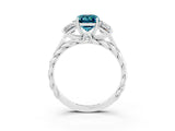 White gold Three-Stone Emerald Cut Blue Topaz Braided Band Ring with Four-Prong Setting_39