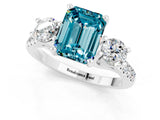 White gold Three-Stone Emerald Cut Blue Topaz Pavé Band with Four-Prong Setting_1