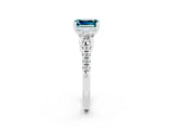 White gold Three-Stone Emerald Cut Blue Topaz Pavé Band with Four-Prong Setting_2