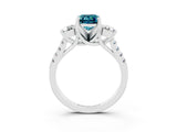 White gold Three-Stone Emerald Cut Blue Topaz Pavé Band with Four-Prong Setting_3