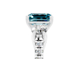 White gold Three-Stone Emerald Cut Blue Topaz Pavé Band with Four-Prong Setting_5