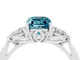 White gold Three-Stone Emerald Cut Blue Topaz Ring with Pear  Side Stones in Four-Prong Setting_16