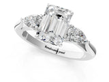 White gold Three-Stone Emerald Cut Brilliant Diamond Solitaire Ring with Tapered Band and Four-Prong Setting_14