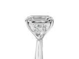 White gold Three-Stone Emerald Cut Brilliant Diamond Solitaire Ring with Tapered Band and Four-Prong Setting_18