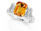 White gold Three-Stone Emerald Cut Citrine Braided Band Ring with Four-Prong Setting_37
