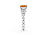 White gold Three-Stone Emerald Cut Citrine Braided Band Ring with Four-Prong Setting_38