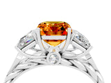 White gold Three-Stone Emerald Cut Citrine Braided Band Ring with Four-Prong Setting_40