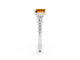 White gold Three-Stone Emerald Cut Citrine Pavé Band with Four-Prong Setting_2
