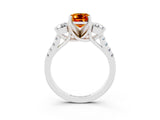 White gold Three-Stone Emerald Cut Citrine Pavé Band with Four-Prong Setting_3
