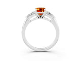 White gold Three-Stone Emerald Cut Citrine Ring with Pear Side Stones and Four-Prong Setting_3