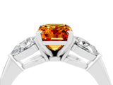 White gold Three-Stone Emerald Cut Citrine Ring with Pear Side Stones and Four-Prong Setting_4