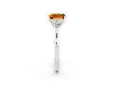 White gold Three-Stone Emerald Cut Citrine Ring with Pear  Side Stones in Four-Prong Setting_14