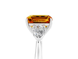 White gold Three-Stone Emerald Cut Citrine Ring with Pear  Side Stones in Four-Prong Setting_17
