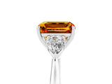 White gold Three-Stone Emerald Cut Citrine Ring with Pear  Side Stones in Four-Prong Setting_53