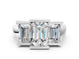 White gold Three Stone Emerald Cut Cut Channel Set Diamond Ring_80