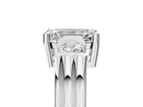 White gold Three-Stone Emerald Cut Cut Classic Band Prong Setting Ring_12