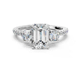 White gold Three-Stone Emerald Cut Cut Diamond Pavé Band with Prong Setting_19