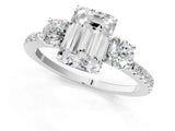 White gold Three-Stone Emerald Cut Cut Diamond Pavé Band with Prong Setting_20