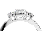 White gold Three-Stone Emerald Cut Cut Diamond Pavé Band with Prong Setting_23