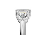 White gold Three-Stone Emerald Cut Cut Diamond Ring with Trillion Side Stones and Four-Prong Setting_20