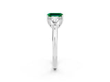 White gold Three-Stone Emerald Cut Cut Diamond Ring with Trillion Side Stones and Four-Prong Setting_2