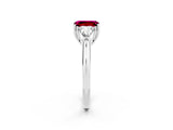 White gold Three-Stone Emerald Cut Cut Diamond Ring with Trillion Side Stones and Four-Prong Setting_2