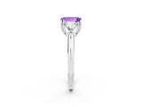 White gold Three-Stone Emerald Cut Cut Diamond Ring with Trillion Side Stones and Four-Prong Setting_2